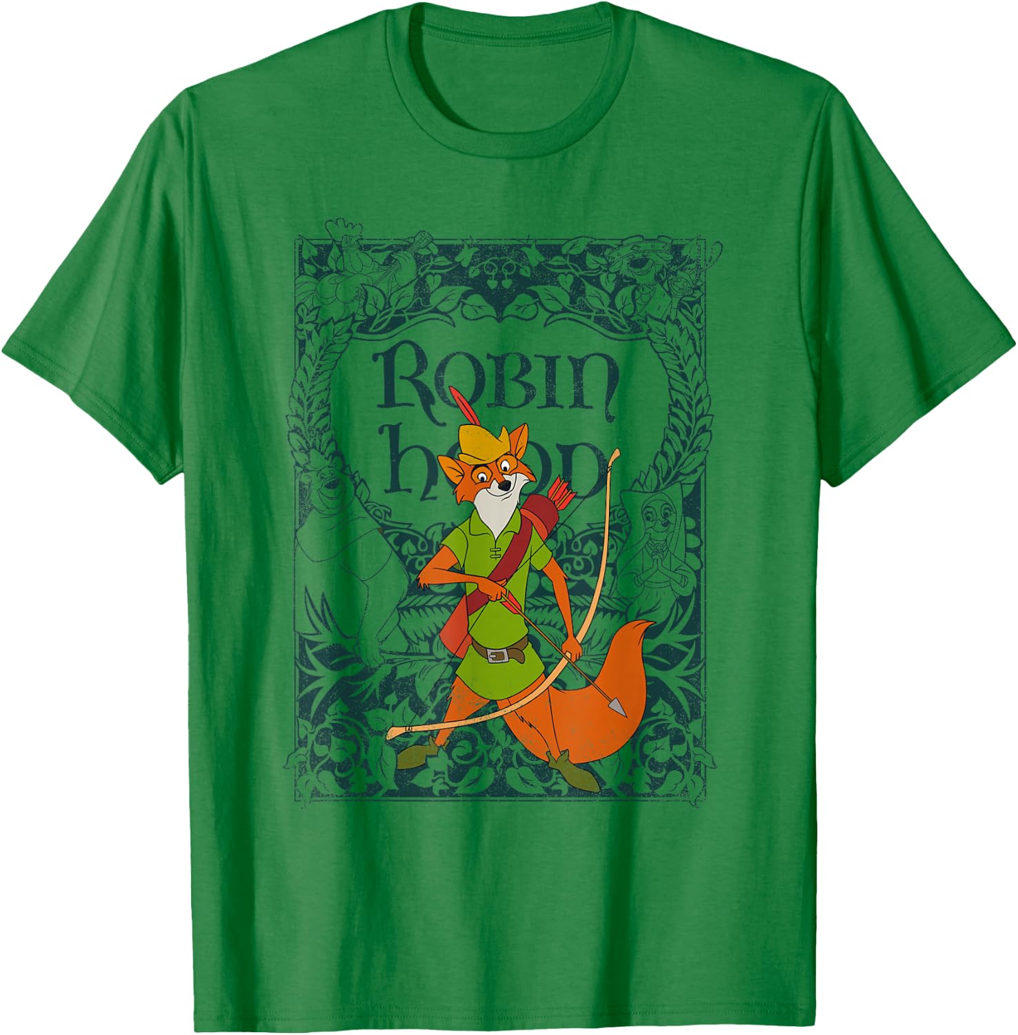 Disney Robin Hood Retro Vintage Distressed Small T-Shirt - T-Shirt | Irish Green