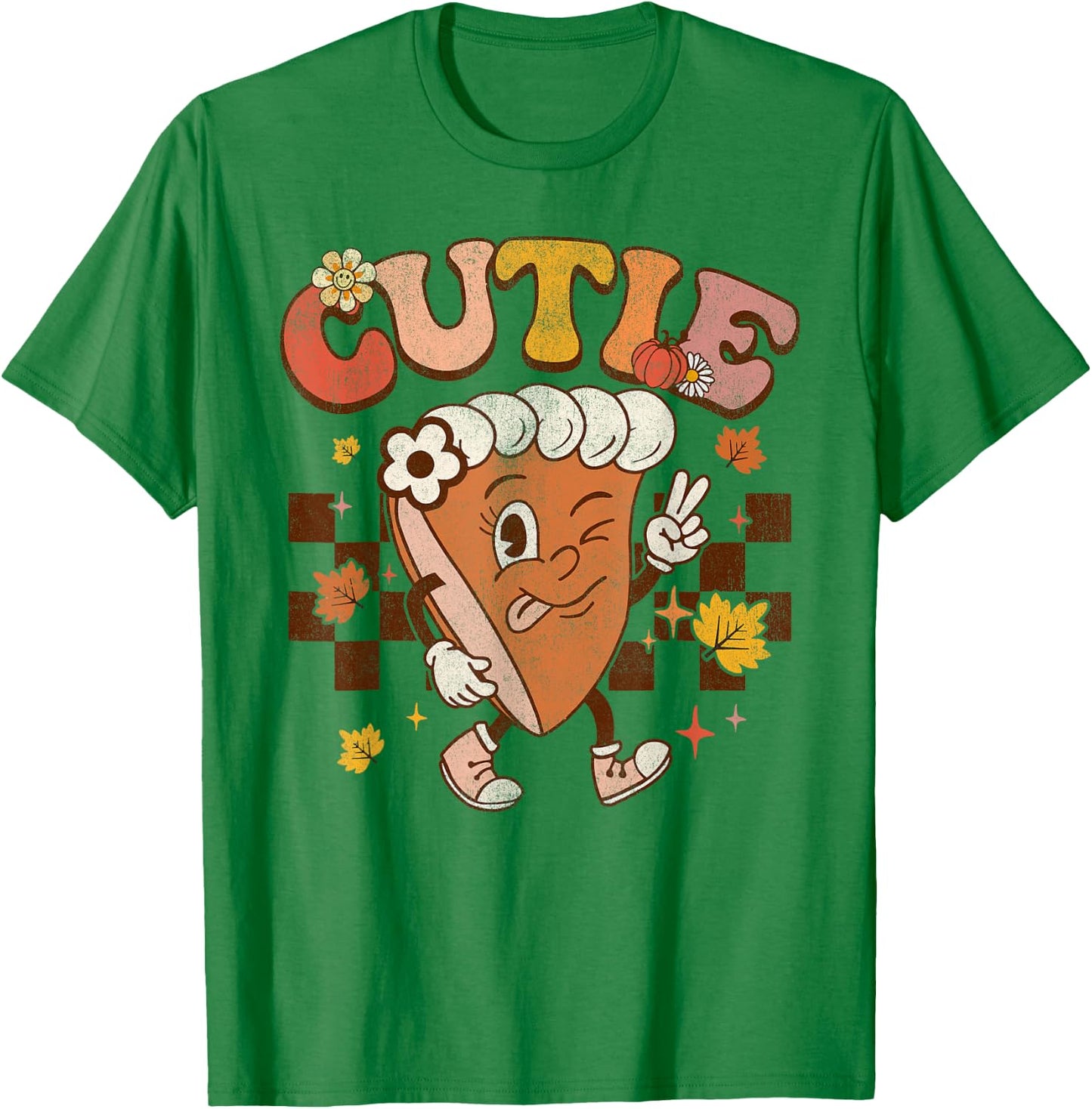 Groovy Retro Pumpkin Pie Cutie Thanksgiving Pie Dinner T-Shirt - T-Shirt | Irish Green
