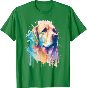 Golden Retriever Face Head Dog Lover Pet Owner Splash Art T-Shirt - T-Shirt | Irish Green