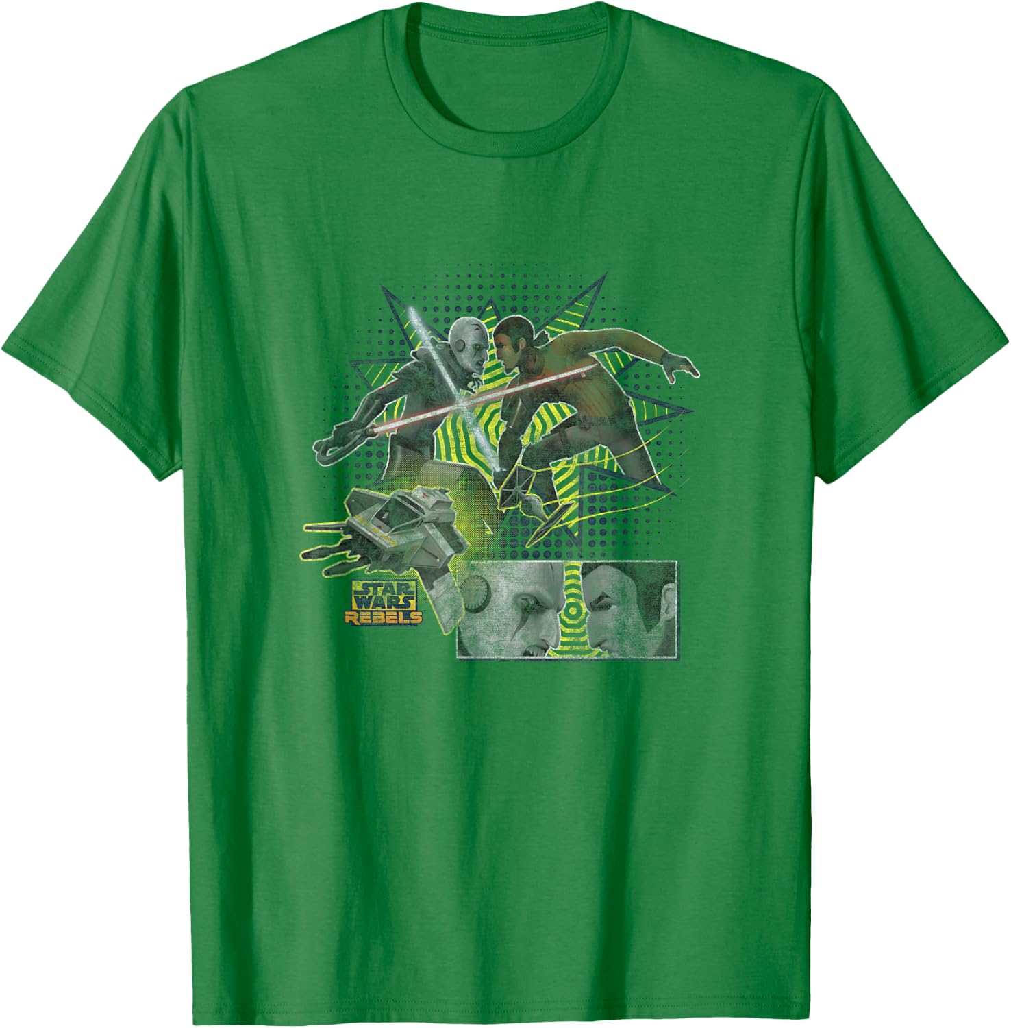 Star Wars Rebels Grand Inquisitor VS Kanan Jarrus Distressed T-Shirt - T-Shirt | Irish Green