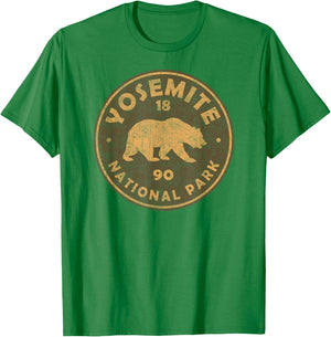 Retro Yosemite California Established 1890 National Park T-Shirt - T-Shirt | Irish Green