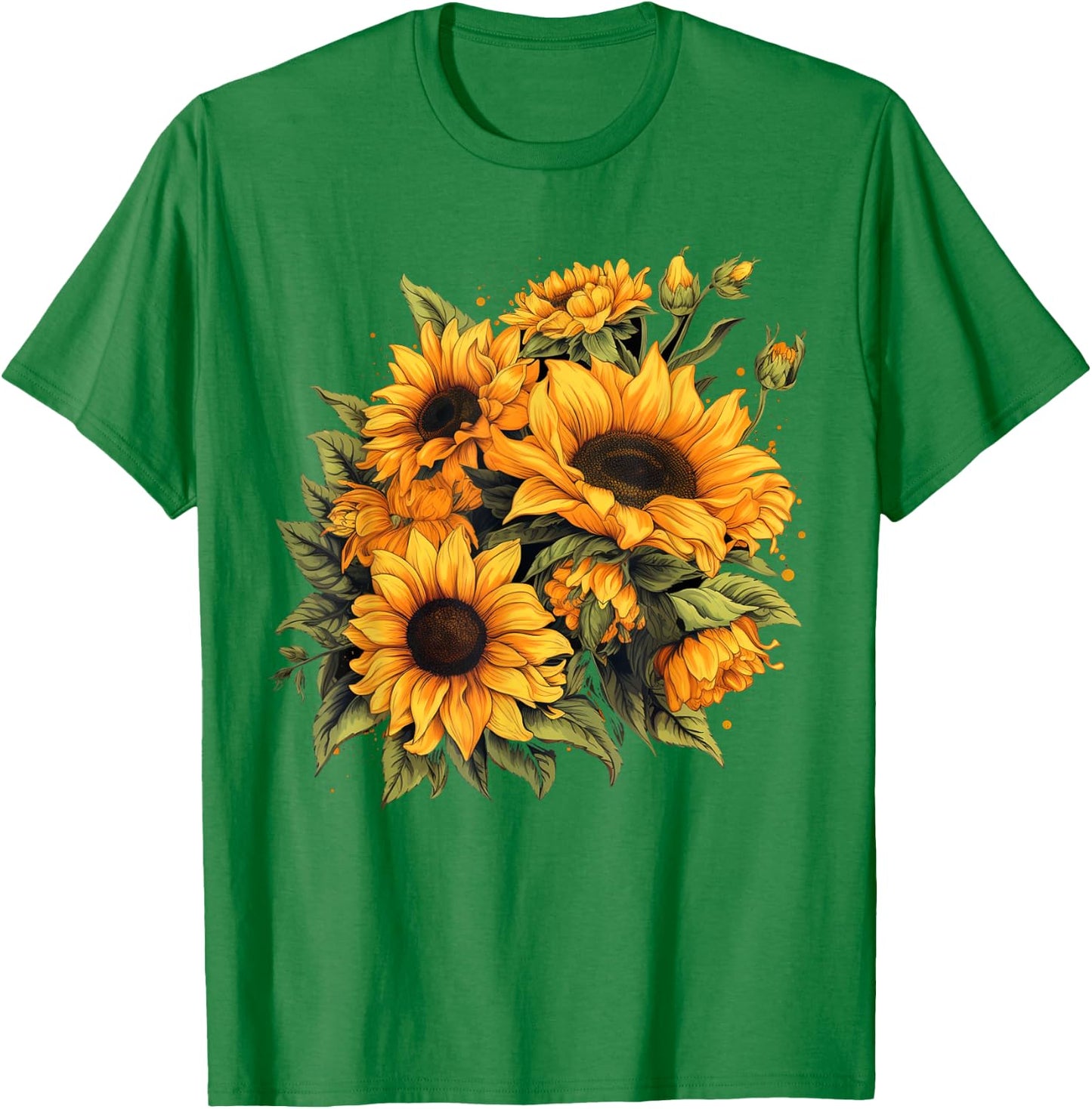 Yellow Sunflowers Cute summer flowers Floral Positivity Women Girls Kids T-Shirt - T-Shirt | Irish Green