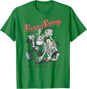Betty Boop Vintage Betty & Friends Cute Cartoon T-Shirt - T-Shirt | Irish Green