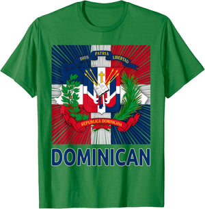 Coat of Arms Republica Dominicana & Dominican Flag Outfit T-Shirt - T-Shirt | Irish Green