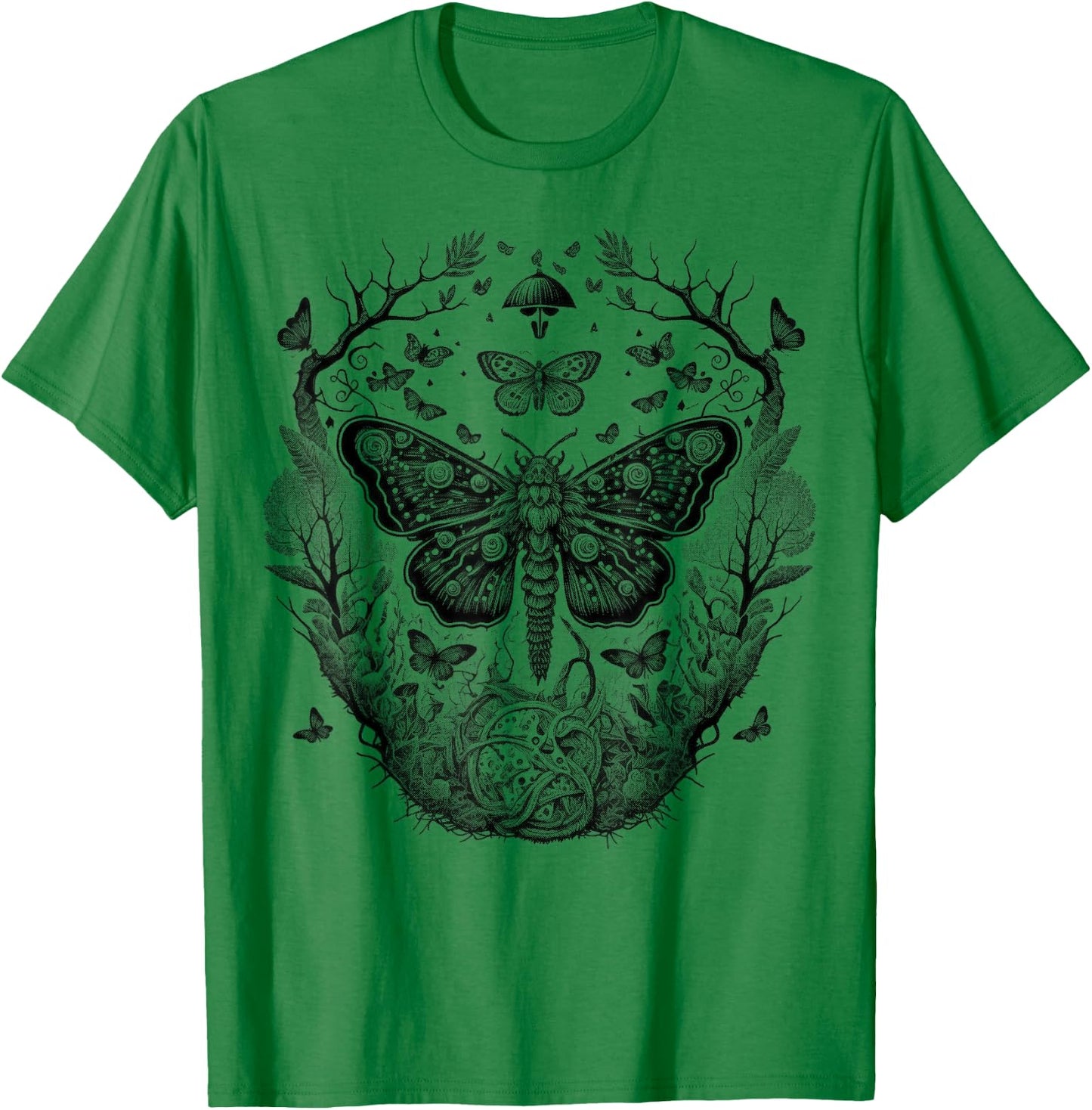 Cute Fairycore Floral Moth Aesthetic Girls Women Graphic T-Shirt - T-Shirt | Irish Green