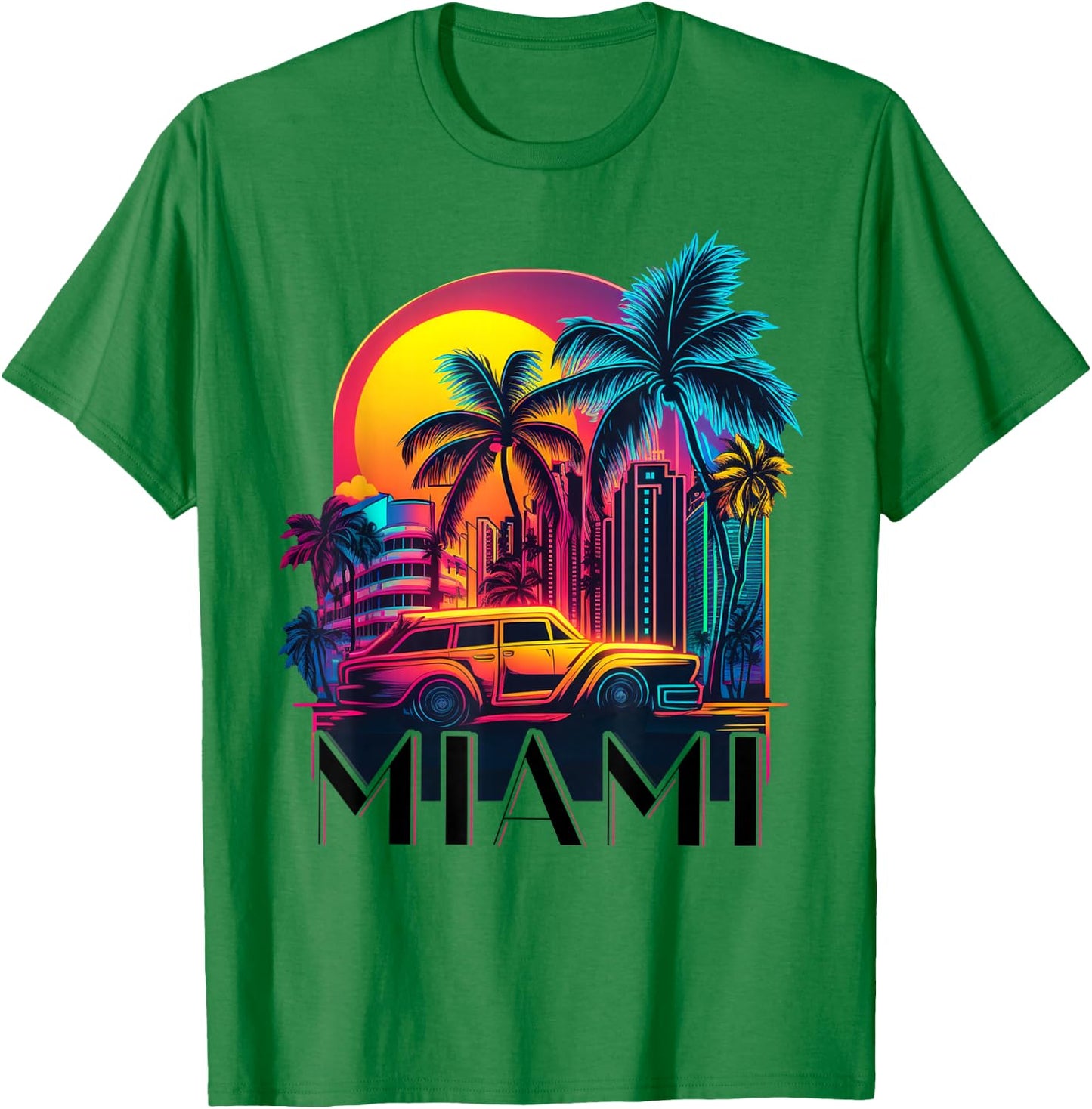 Miami Men Florida Vibrant Colorful Miami Souvenir T-Shirt - T-Shirt | Irish Green