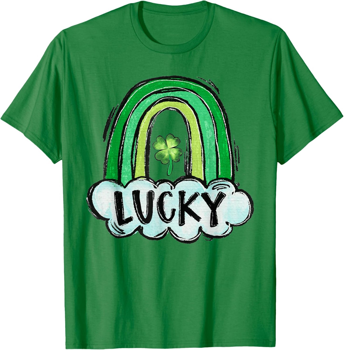 Lucky Rainbow St. Patrick's Day Shamrock Irish Women Girls T-Shirt - T-Shirt | Irish Green