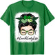 Lunch Lady Women Messy Bun St Patrick's Day Shamrock T-Shirt - T-Shirt | Irish Green