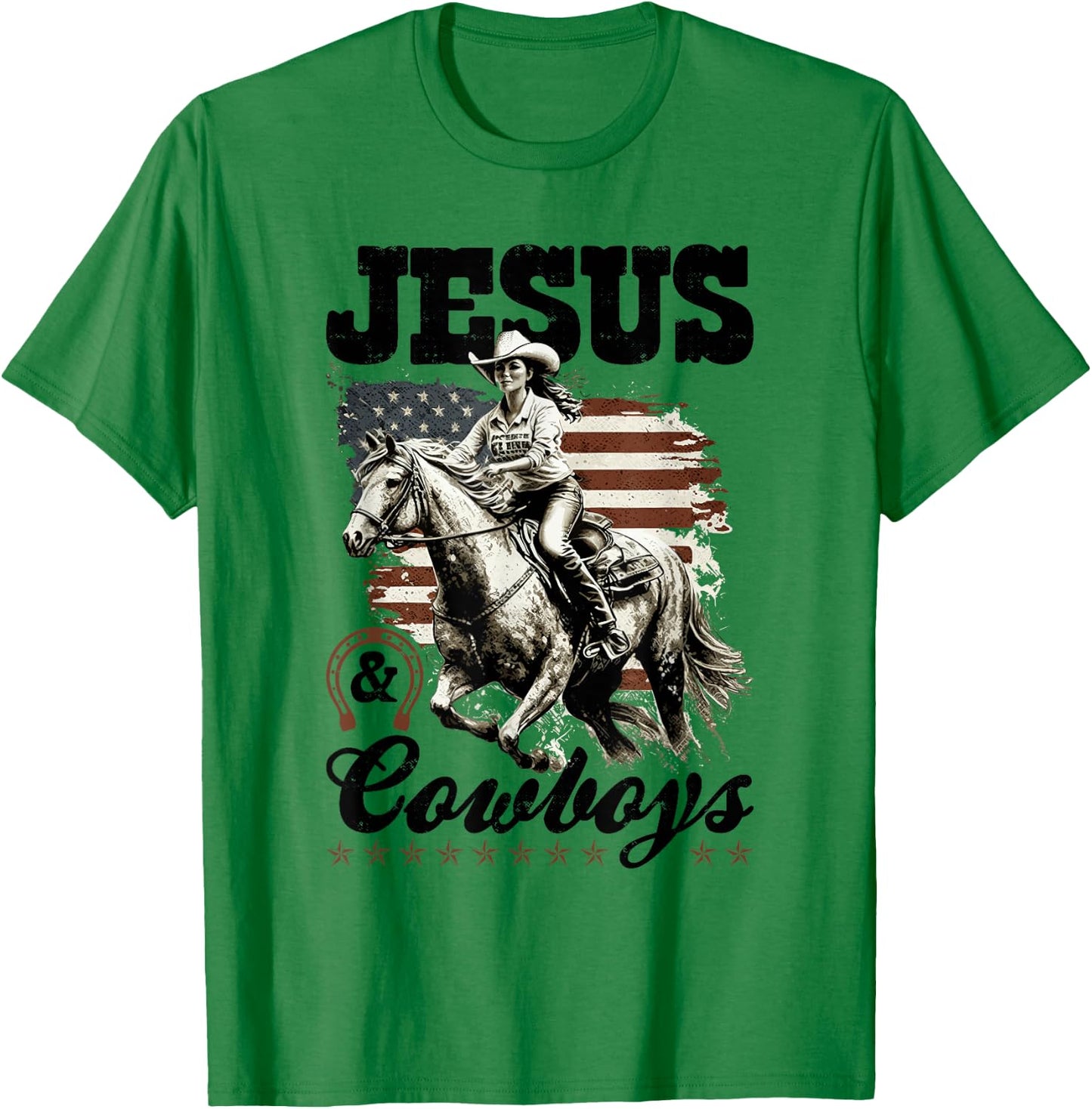 Country Jesus and Cowboys, Christian Cowgirl T-Shirt - T-Shirt | Irish Green