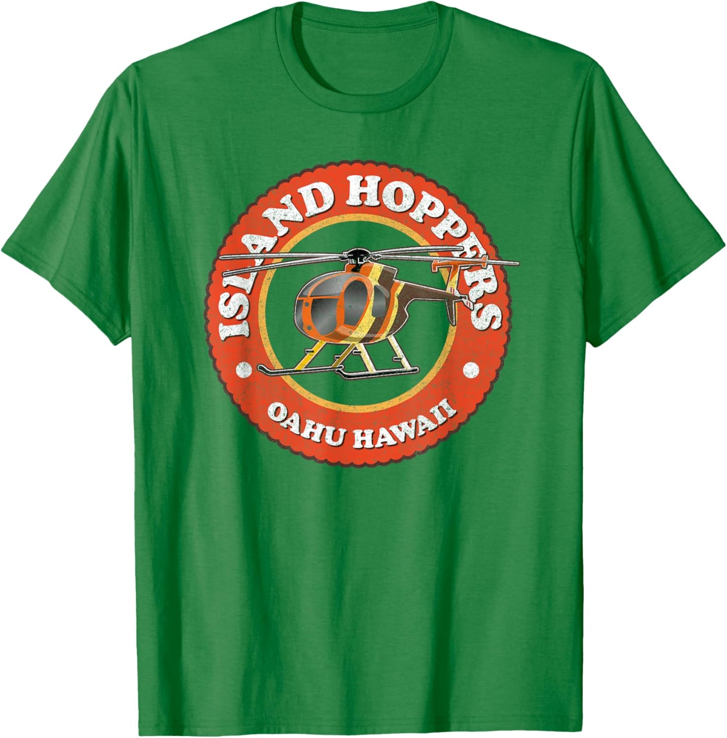 TC's Island Hoppers Helicopter Vintage Oahu Hawaii T-Shirt - T-Shirt | Irish Green
