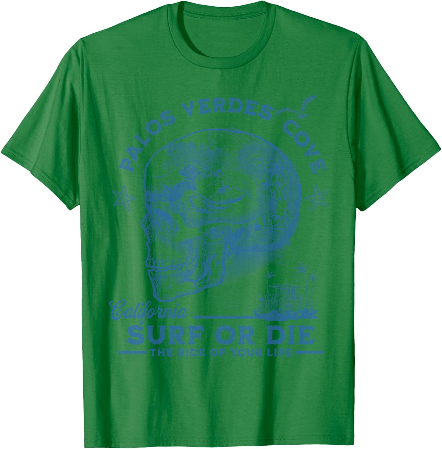 Palos Verdes Beach Surfing Girl Pacific Ocean Surf Board Men T-Shirt - T-Shirt | Irish Green