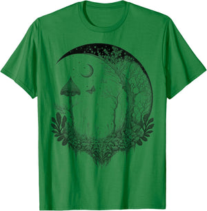 Cute Fairycore Floral Moon Aesthetic Girls Women Graphic T-Shirt - T-Shirt | Irish Green