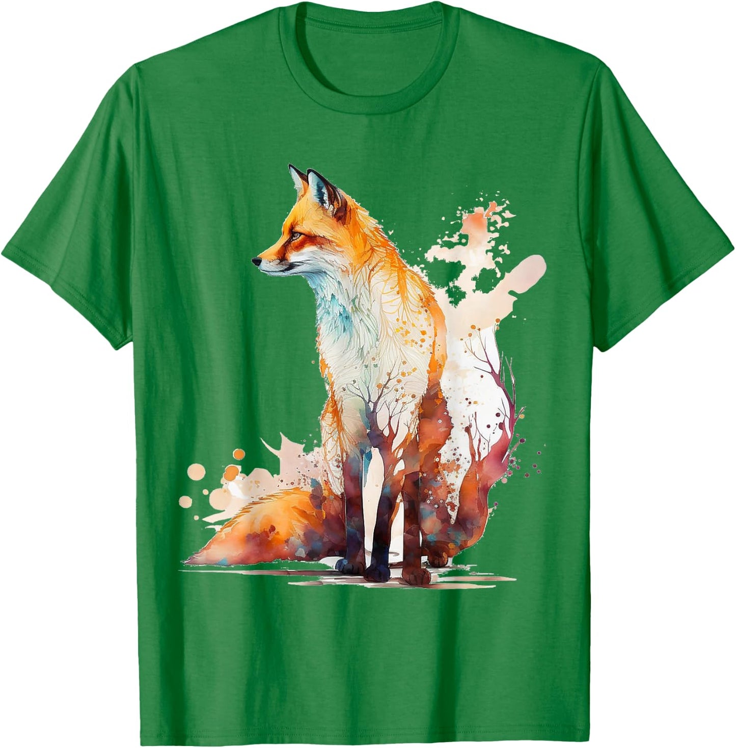 Fox Art Animal Lover Motif Animal Artwork Fox T-Shirt - T-Shirt | Irish Green