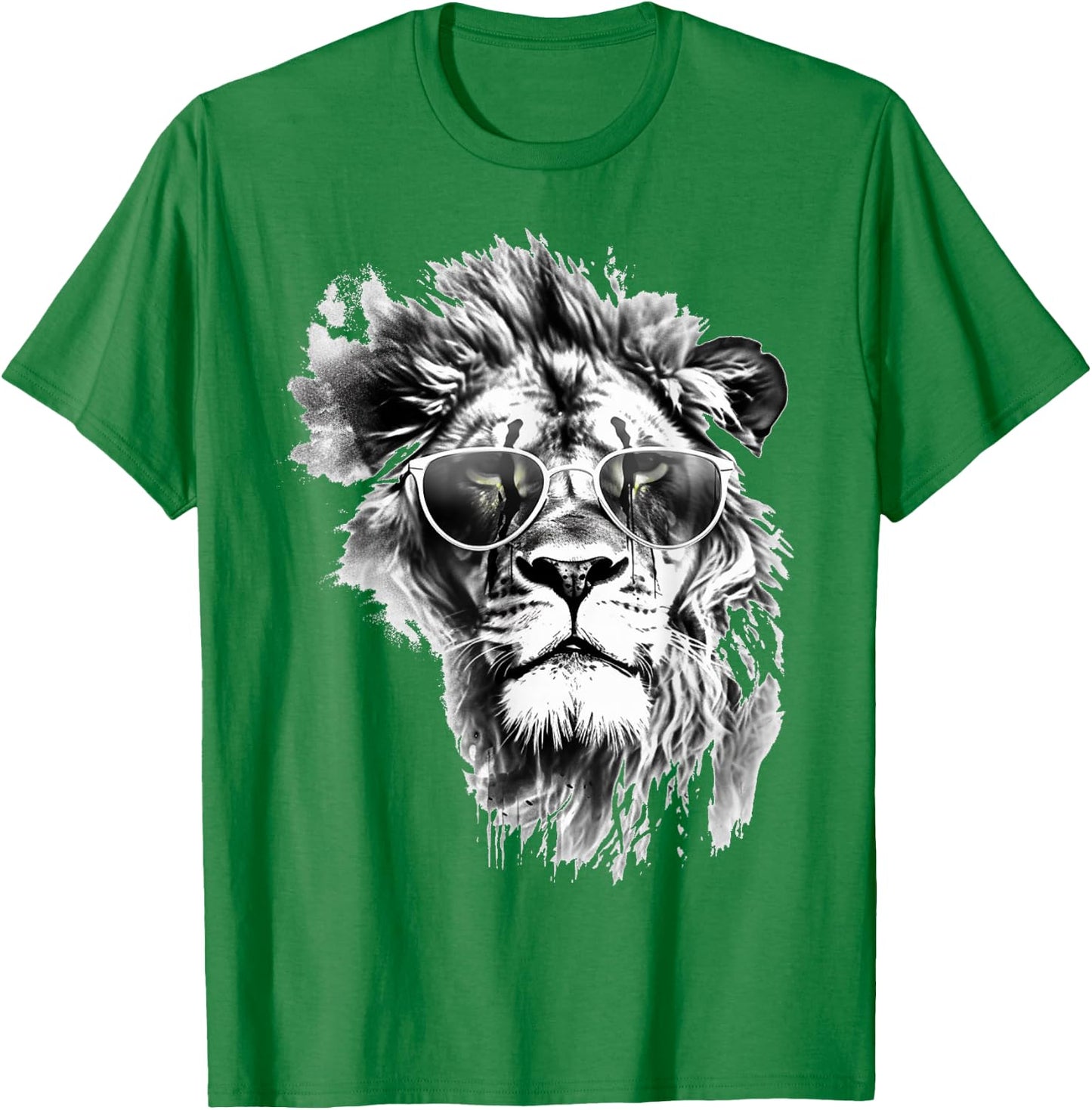 Lion Sunglasses - Art Animal Drawing Lion T-Shirt - T-Shirt | Irish Green