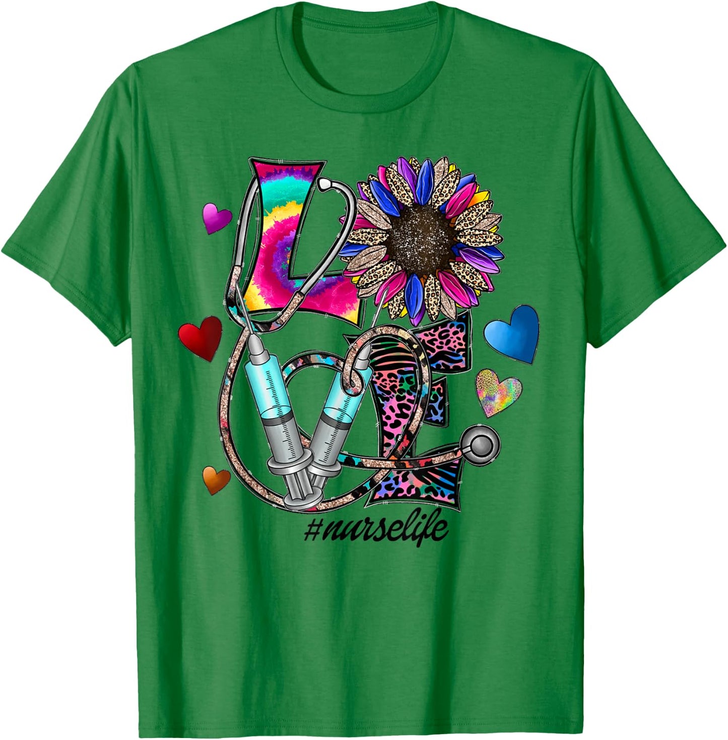 Nurse Life for Registered Nurse Leopard Nurse's Week T-Shirt - T-Shirt | Irish Green