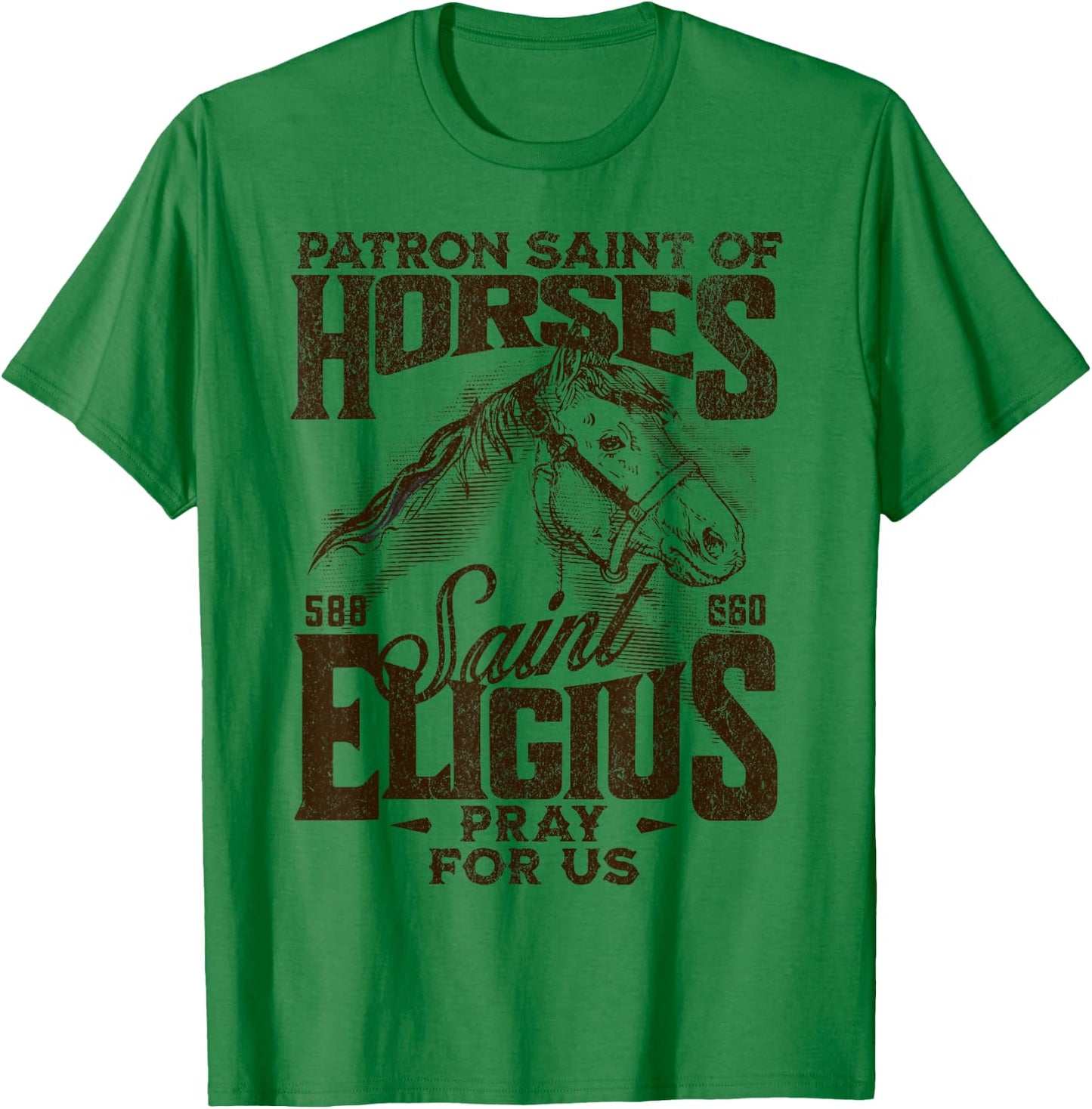 St Eligius Patron Saint of Horses Catholic Saint Horseback T-Shirt - T-Shirt | Irish Green