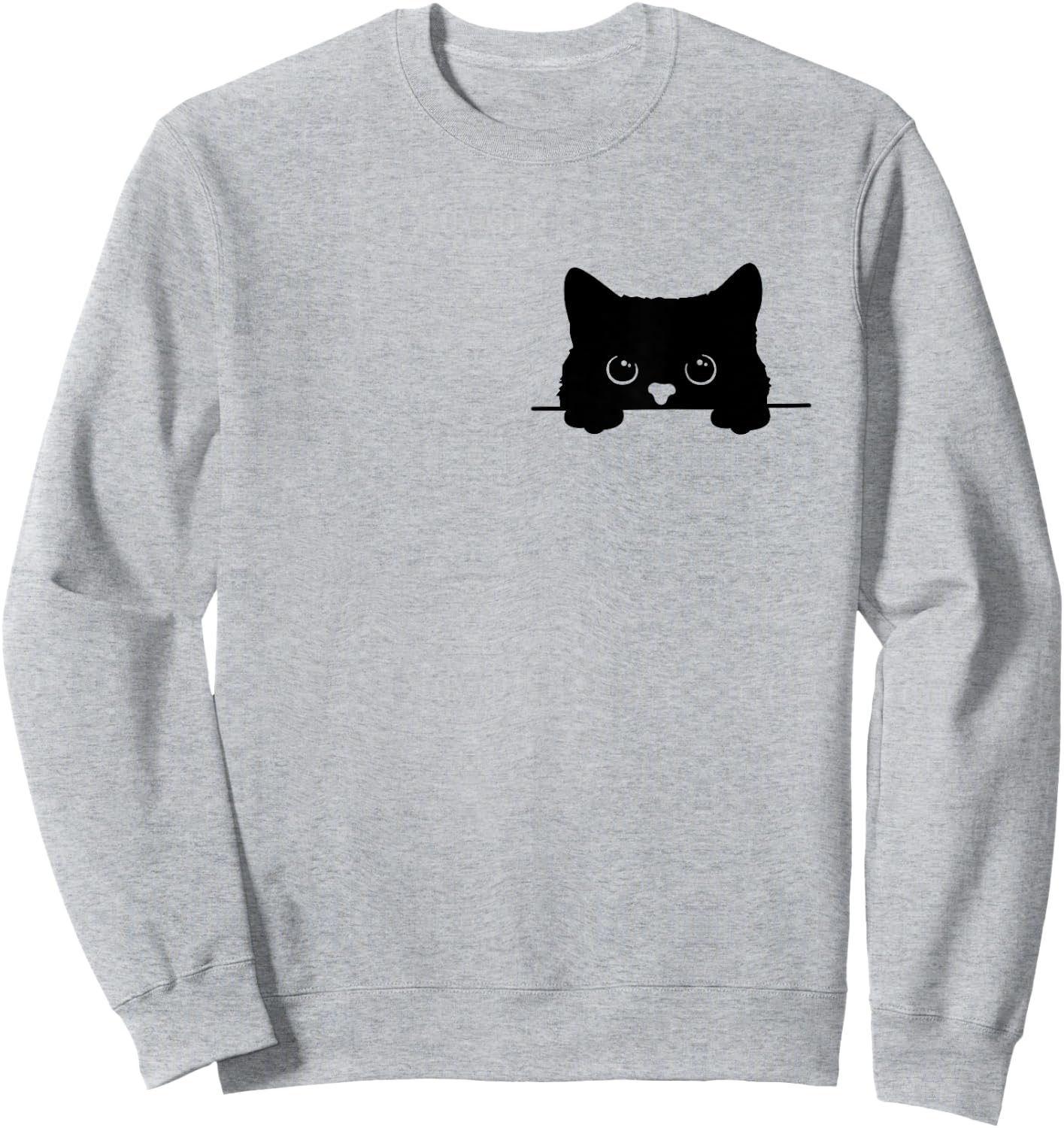 Pocket Black Cat Lover Cat Mom Cat Dad Sweatshirt - Sweatshirt | Ash