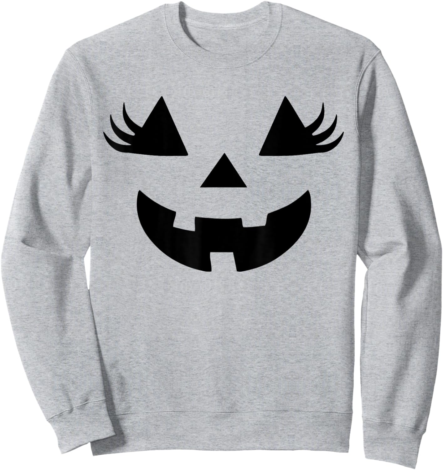 Jack O Lantern Face Pumpkin Eyelashes Halloween Women Girls Sweatshirt - Sweatshirt | Ash