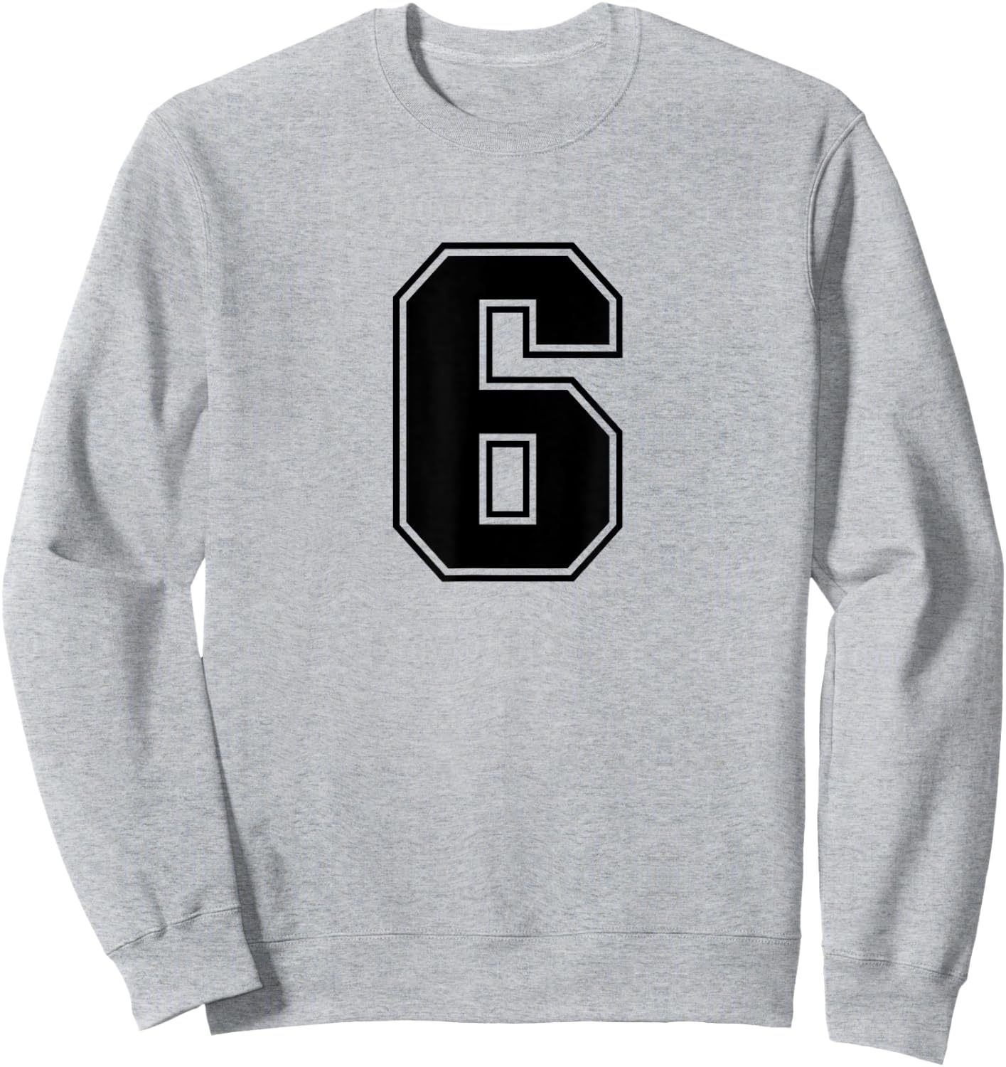 Number #6 Black Sports Fan Jersey Number Sweatshirt - Sweatshirt | Ash