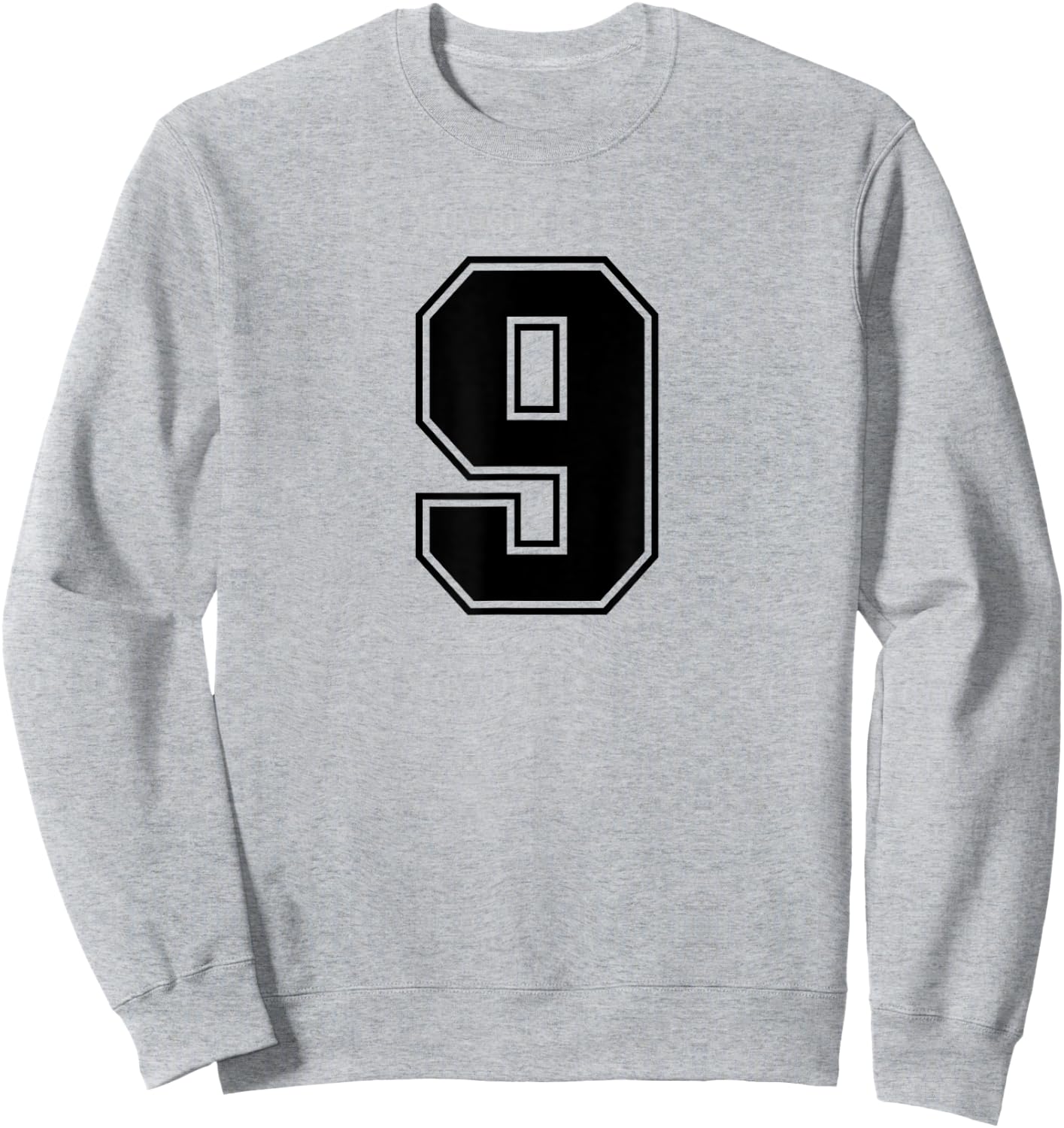 Number #9 Black Sports Fan Jersey Number Sweatshirt - Sweatshirt | Ash