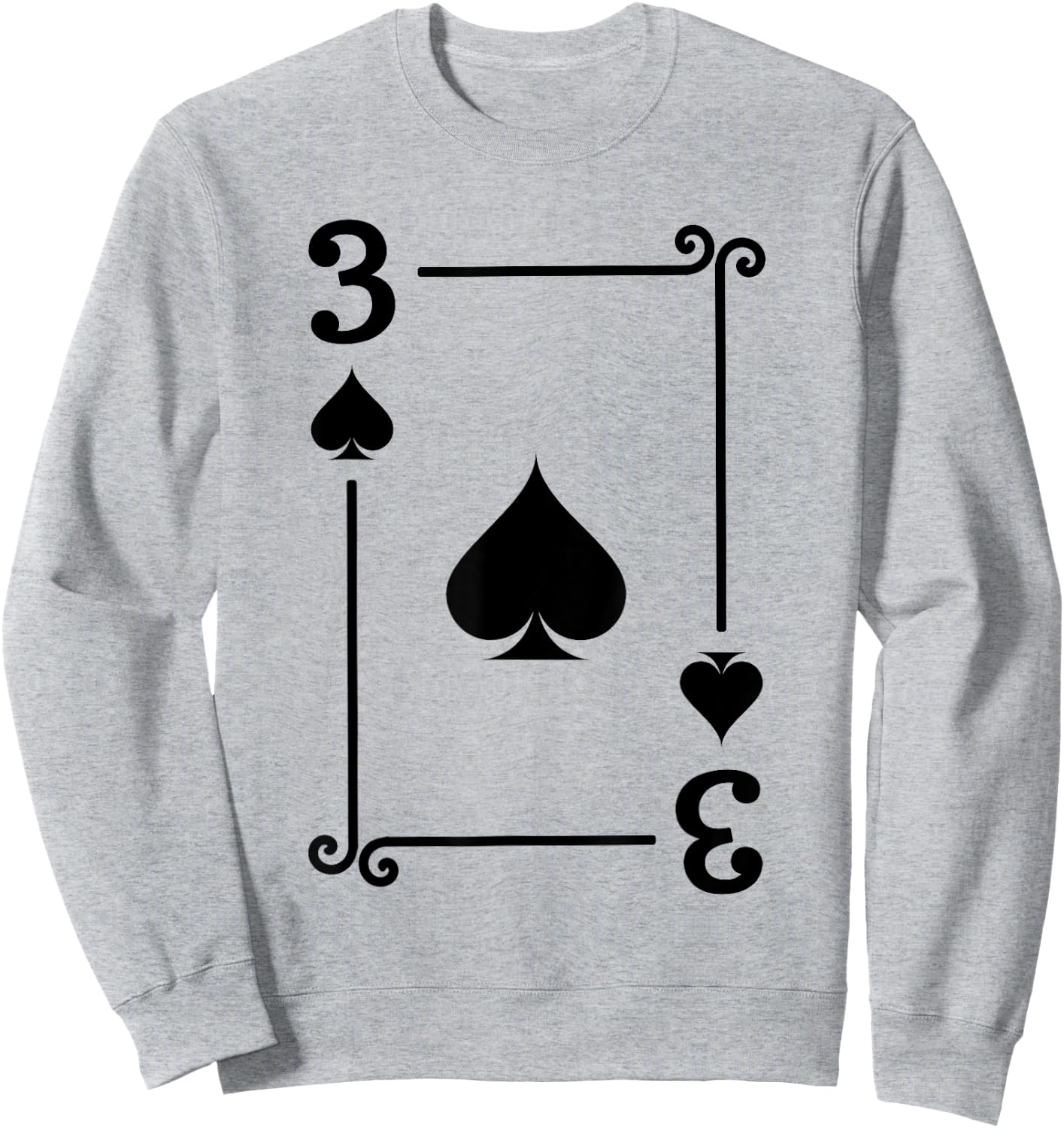 Playing Cards Costume - 3 Spades Card - Three Card Sweatshirt - Sweatshirt | Ash