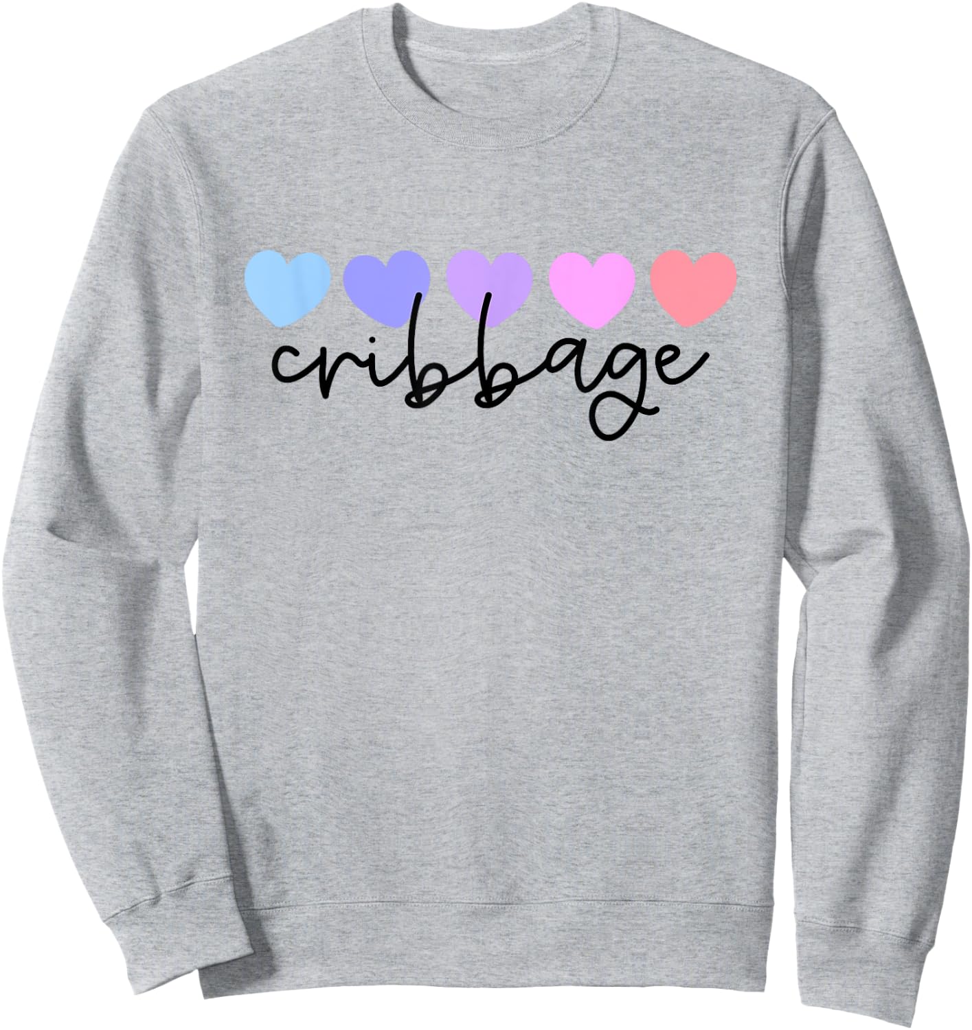 Cribbage Lover Heart Women or Girls Sweatshirt - Sweatshirt | Ash