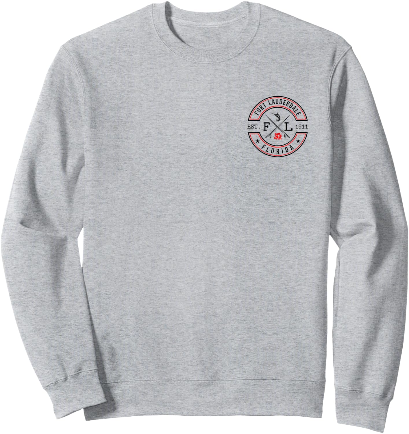 Fort Lauderdale Florida FL Retro Surfer Beach Front & Back Men Women Sweatshirt - Sweatshirt | Ash