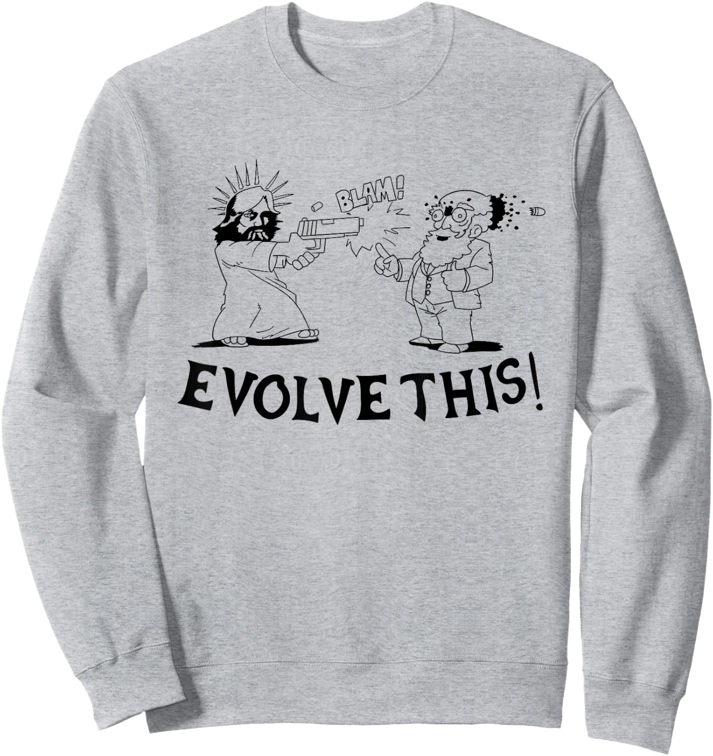 Evolve This - Jesus and Darwin Sweatshirt - Sweatshirt | Ash
