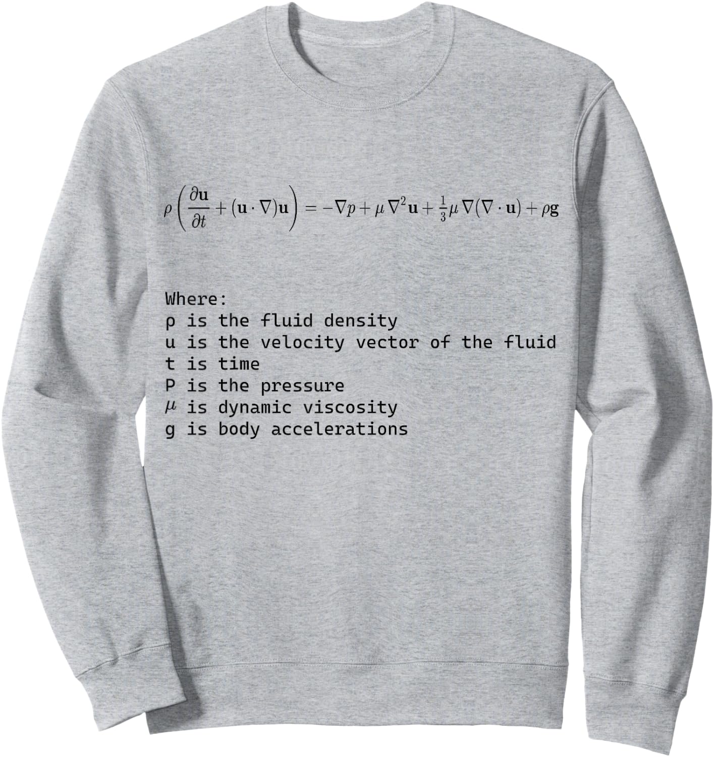 Navier Stokes Equation Fundamental Fluid Dynamics Sweatshirt - Sweatshirt | Ash