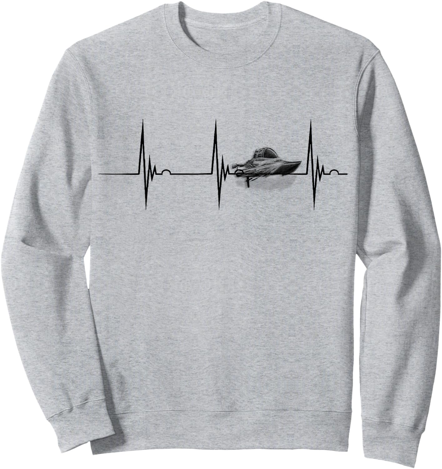 Heartbeat EKG Pulse Boater Motor Boating Drag Boat Racing Sweatshirt - Sweatshirt | Ash