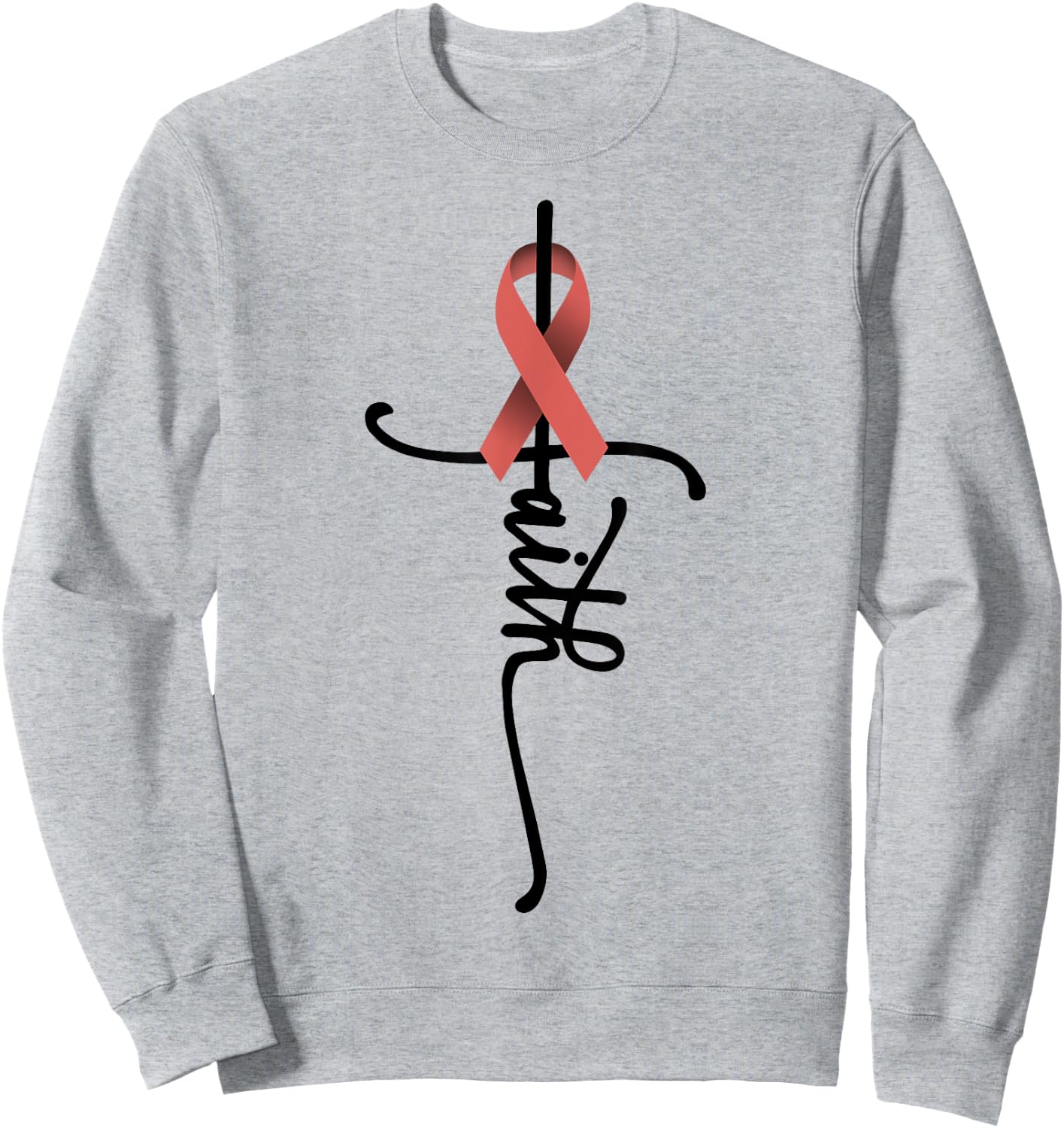 Uterine Cancer Faith Endometrial Cancer Awareness Support Sweatshirt - Sweatshirt | Ash