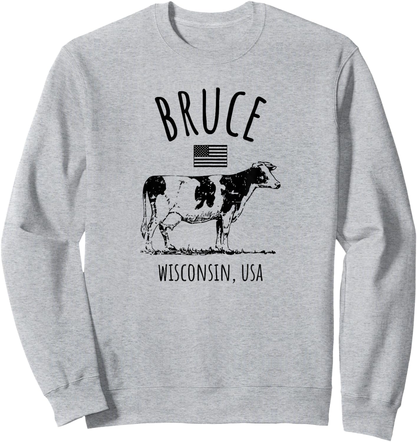 Bruce Wisconsin USA Retro Cow Vintage Style Design Sweatshirt - Sweatshirt | Ash