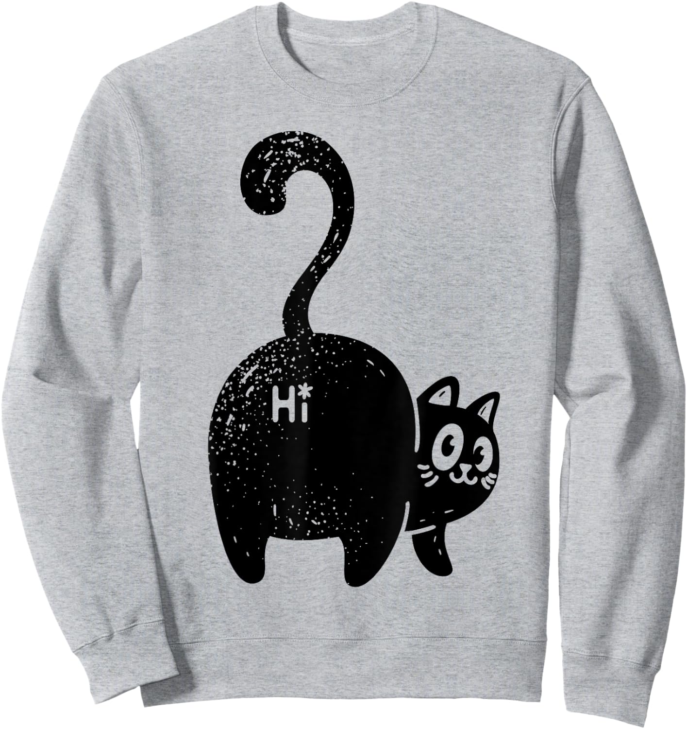 Funny Hello Black Cat Butt Gift Cat Lovers Men Women Girls Kids Sweatshirt - Sweatshirt | Ash