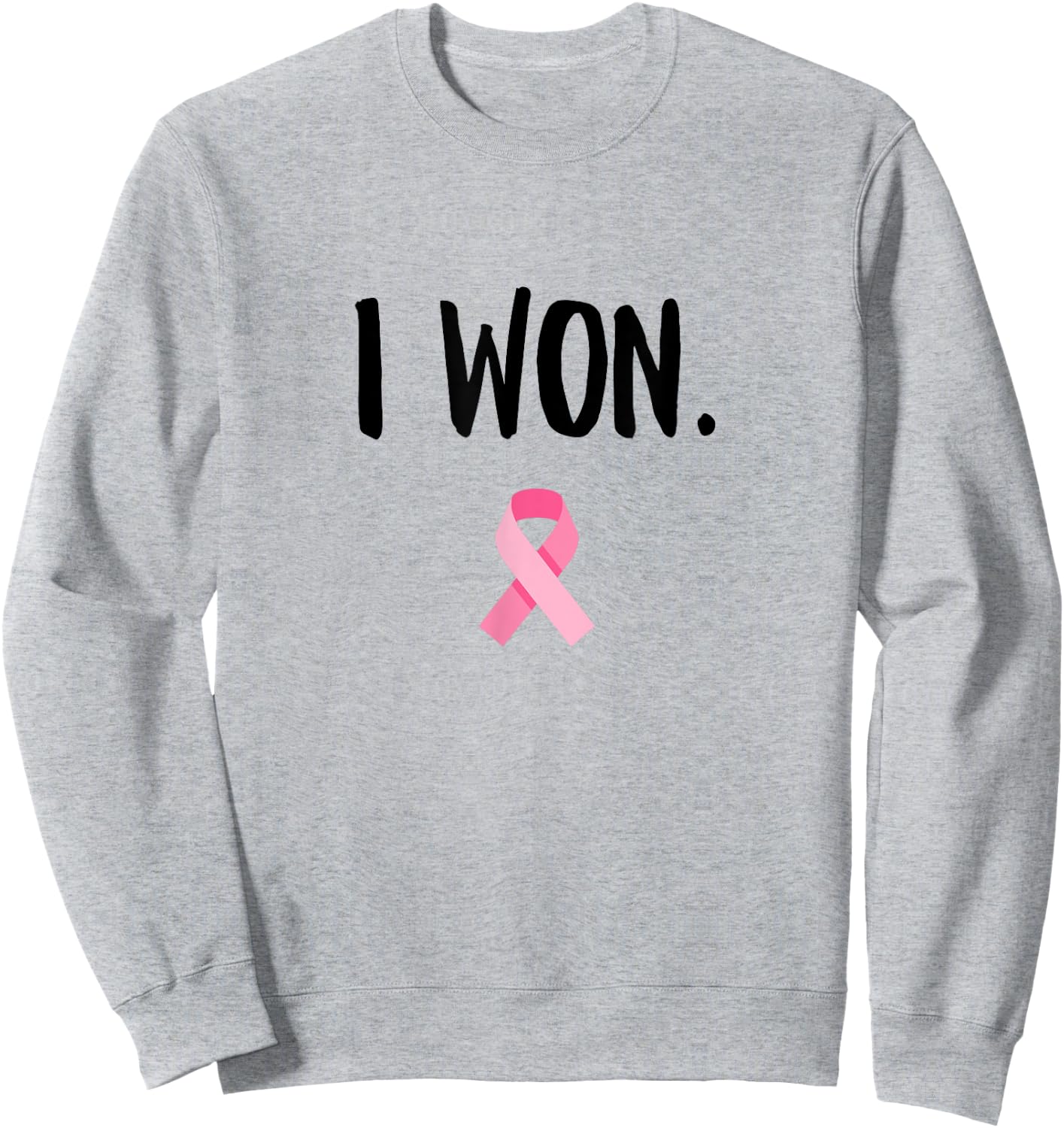 I Won Pink Ribbon Survivor Breast Cancer Awareness Sweatshirt - Sweatshirt | Ash