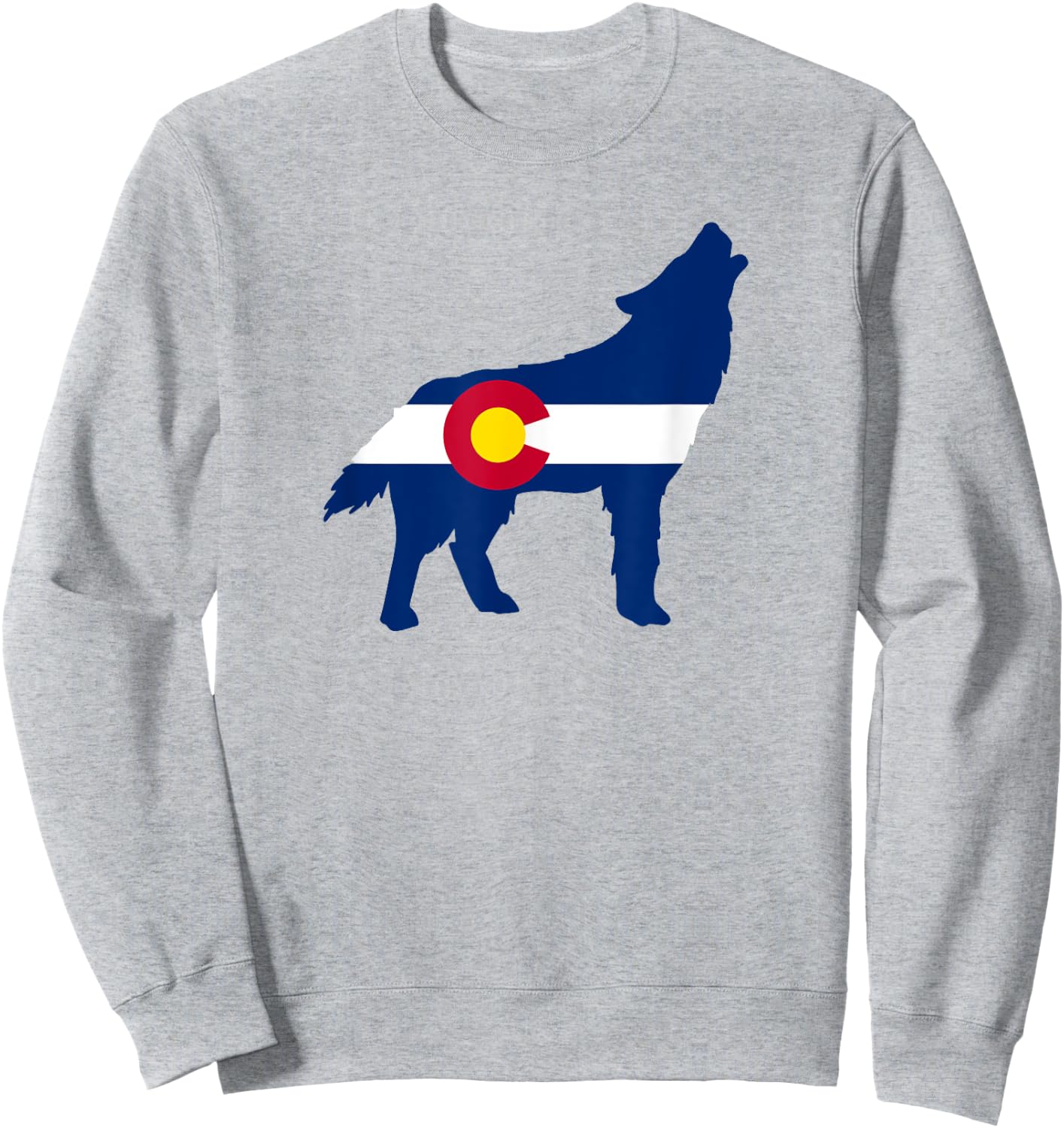 Colorado Flag Wolf Howling Sweatshirt - Sweatshirt | Ash