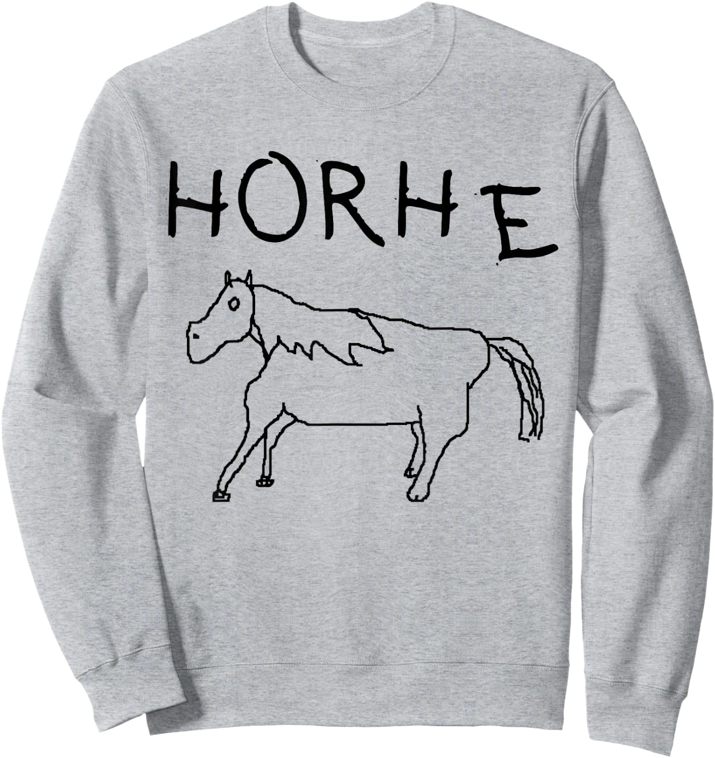 Horhe Terrible Cringe Horse Graphic Weird Absurd Joke Gen Z Sweatshirt - Sweatshirt | Ash