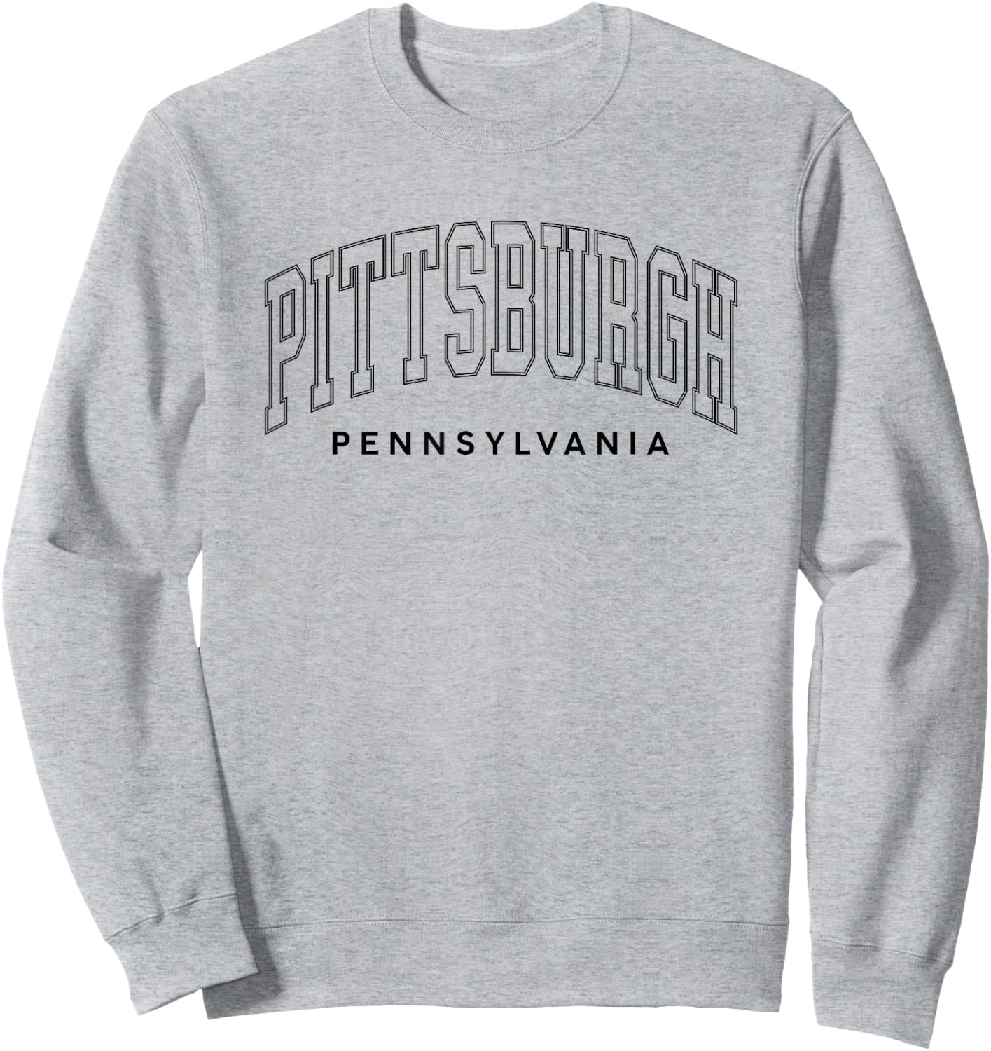 Pittsburgh Letter Text Retro Preppy Throwback Sweatshirt - Sweatshirt | Ash