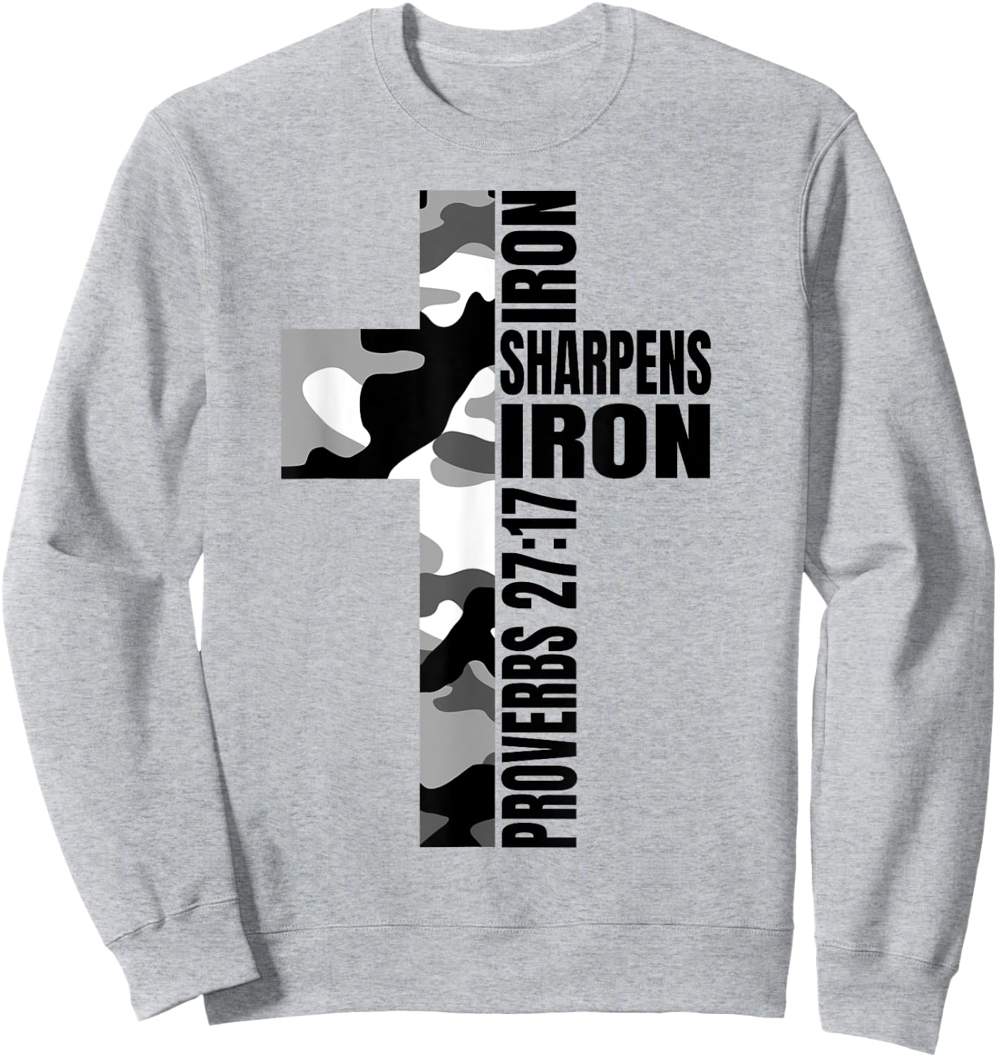 White Camo Iron Sharpens Iron Christian Verse Easter Family Sweatshirt - Sweatshirt | Ash