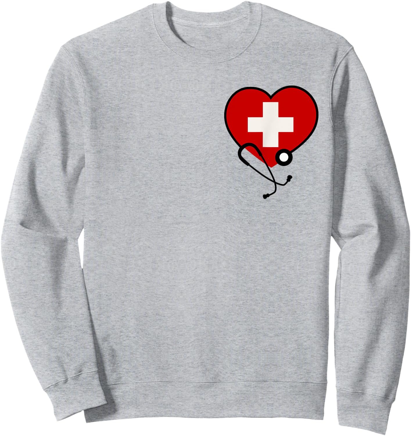Medical Nurse Doctor Costume Uniform Red Cross Stethoscope Sweatshirt - Sweatshirt | Ash