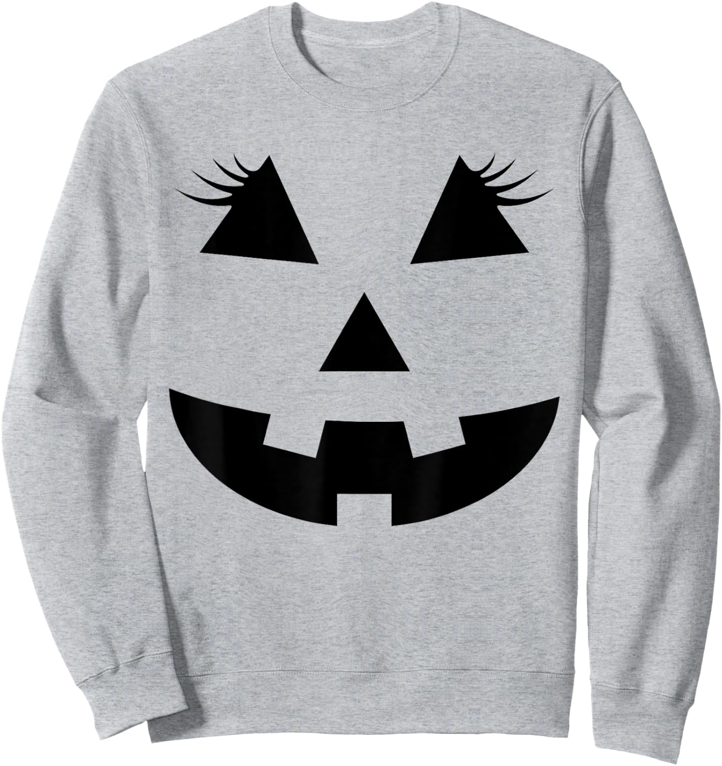 Jack O Lantern Face Pumpkin Eyelashes Hallowen Costume Funny Sweatshirt - Sweatshirt | Ash
