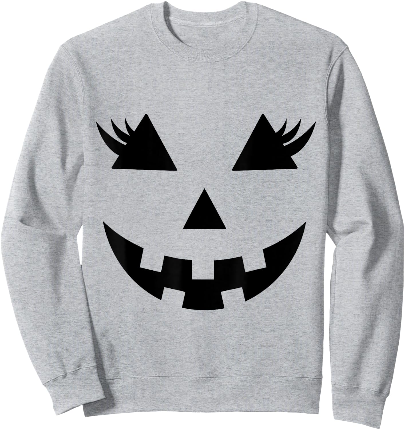 Jack O Lantern Face Pumpkin Eyelashes Hallowen Funny Costume Sweatshirt - Sweatshirt | Ash