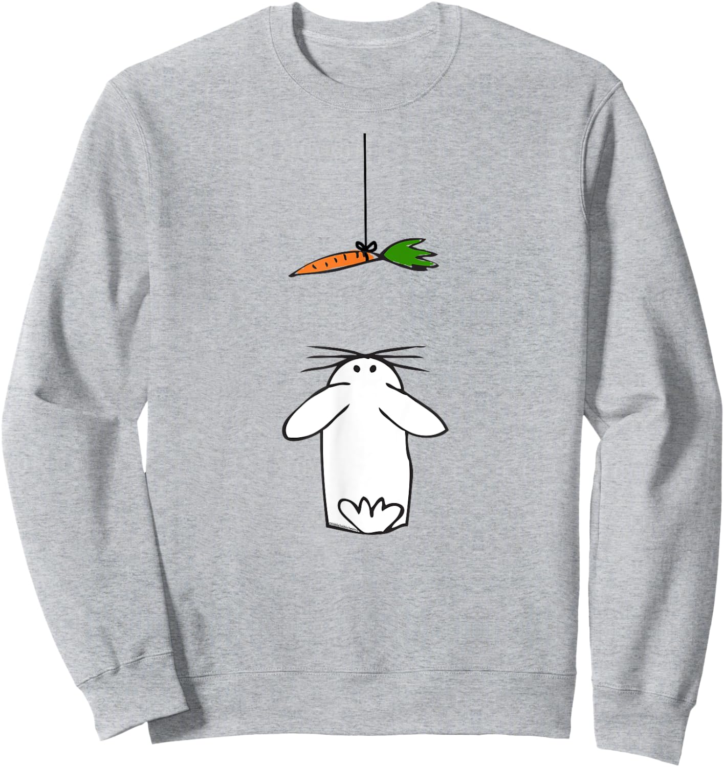 Cute and Funny Rabbit Looking Up at Carrot Kids Easter Sweatshirt - Sweatshirt | Ash