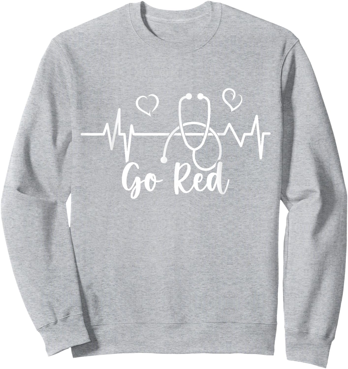 Heart Disease Awareness We Wear Red In February Go Red Heart Sweatshirt - Sweatshirt | Ash