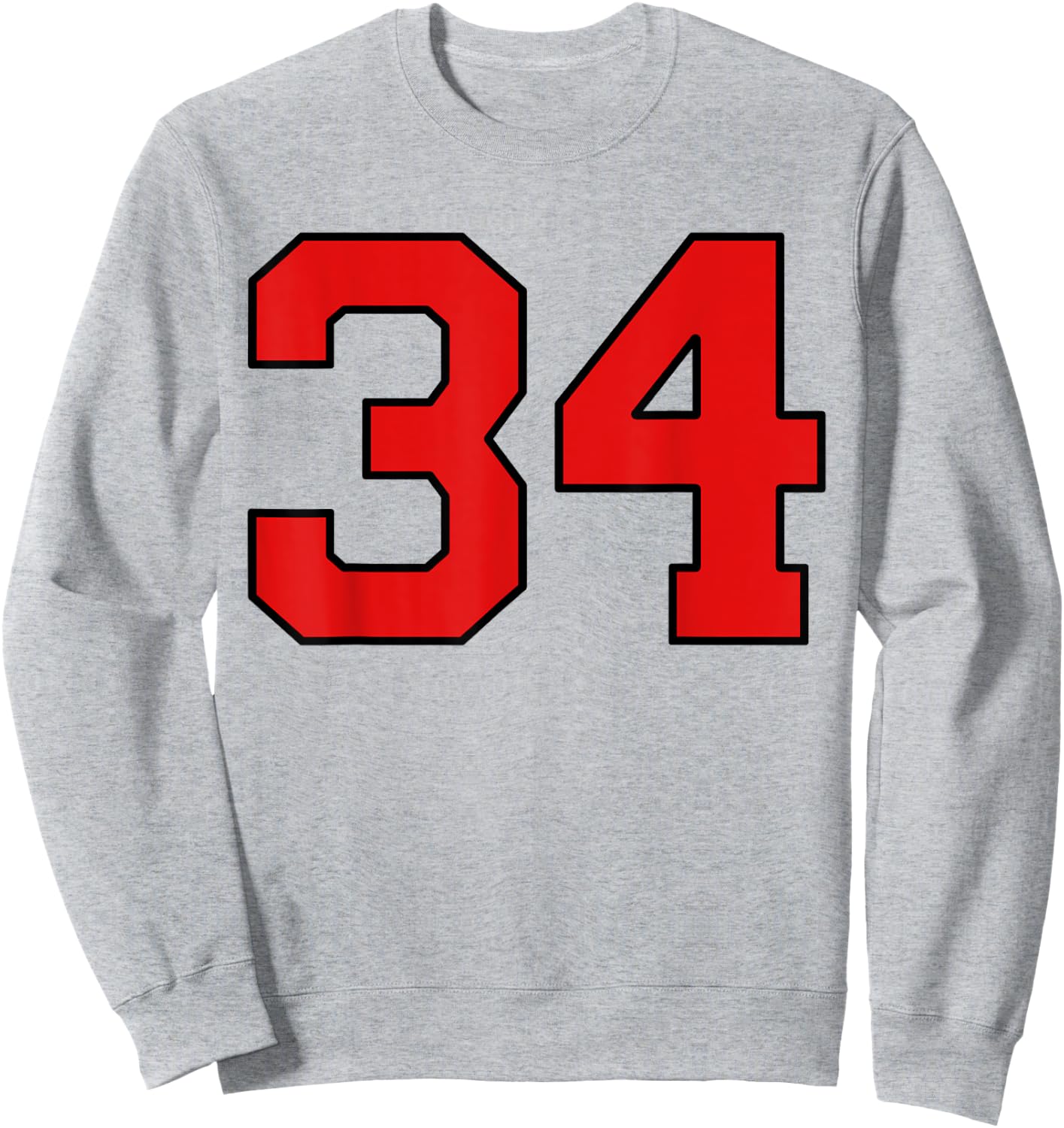 Lucky Number 34 Classic College American Varsity Fan Player Sweatshirt - Sweatshirt | Ash