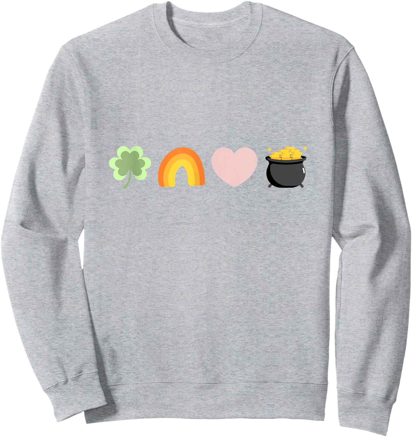 Lucky Charm shamrock pot of gold cartoon St. Patrick's Day Sweatshirt - Sweatshirt | Ash