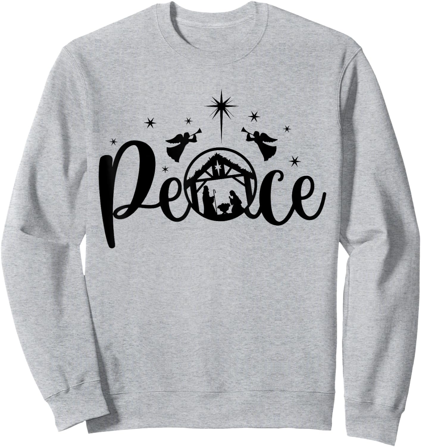 Peace Jesus Christian Christmas Nativity Scene XMAS Faith Sweatshirt - Sweatshirt | Ash