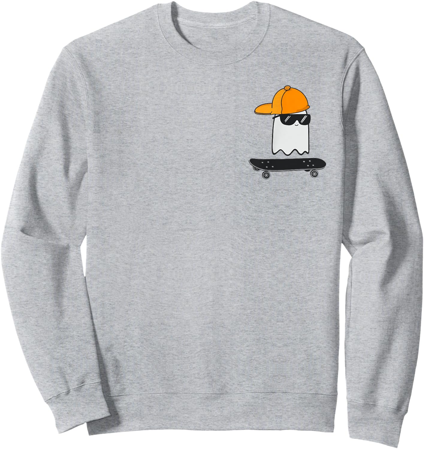 Ghost Skateboarding Lazy Halloween Costume Funny Skateboard Sweatshirt - Sweatshirt | Ash