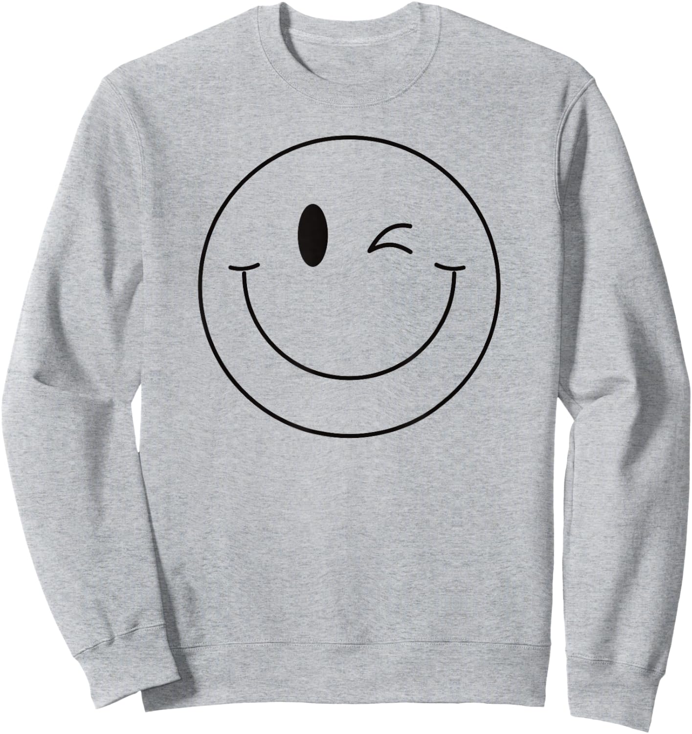 Winking Smile Face Shirt Cute Happy Wink Smiling Face Sweatshirt - Sweatshirt | Ash
