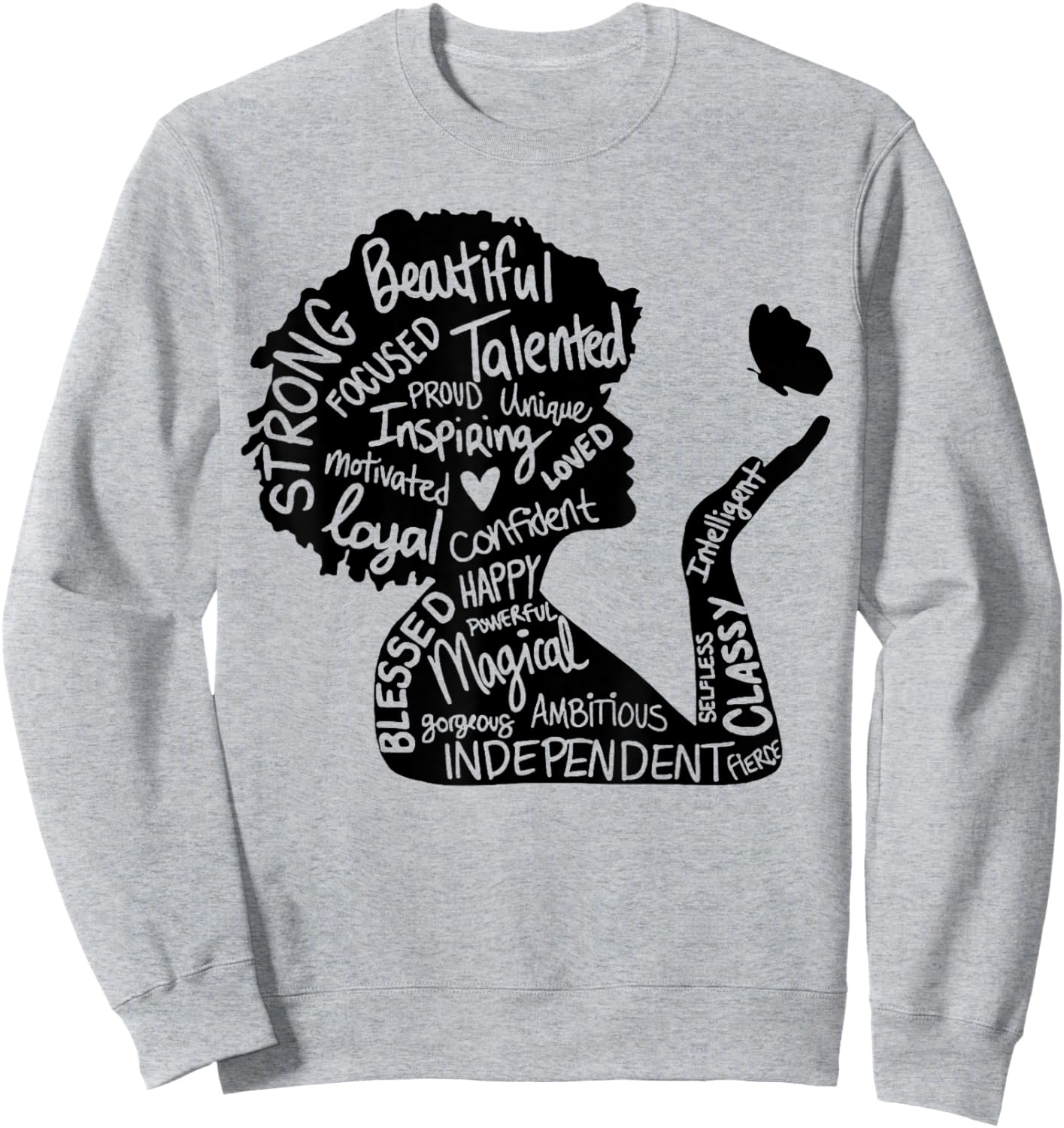 Powerful Afro Woman Afrocentric Black African American Sweatshirt - Sweatshirt | Ash