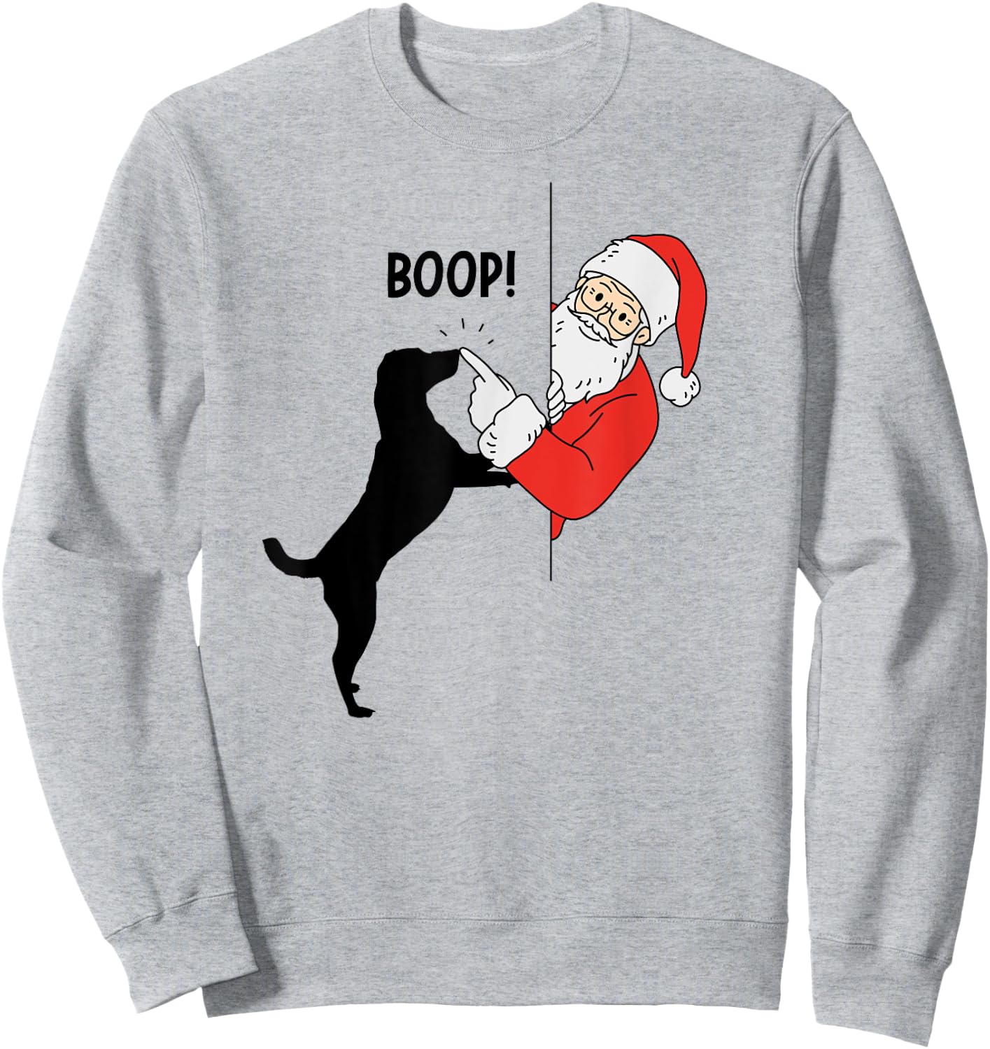 Funny Christmas Santa Booping Dog's Nose Santa Dog Boop Gift Women Kids Sweatshirt - Sweatshirt | Ash